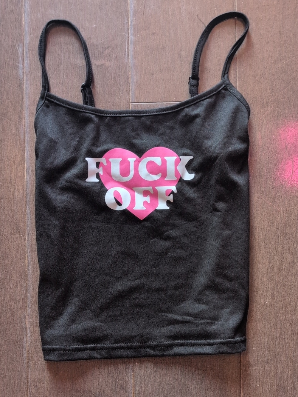 PLAYBOY Black Crop Cami with Pink Heart Graphic
